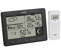 TFA Dostmann Station météo sans Fil Elements, 35.1158.01, avec émetteur extérieur, prévisions météo, écran Allemand, Phase Lunaire, Noir, (l) 158 x (b) 26 (57) x (h) 119 (117) mm