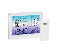 TFA Dostmann Station météo sans fil et capteur extérieur Meteo Sky, 35.1175, rétro coloré, thermomètre/humidité intérieure extérieure, prévisions météo avec symboles, numérique, jour francaise, blanc