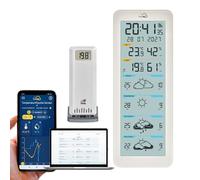 TFA Dostmann Station météo sans fil TFA.me ID-06, 35.8108.02, prévisions météo profi par wetter.com 4 jours, portail en ligne, capteur extérieur inclus, valeurs max-min, fonction d'alerte, blanc