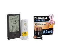TFA Dostmann Station météo sans fil Xena, 35.1162.10, température et humidité int./ext., avec prévisions météo, humidité dans maison, anthracite + Duracell Optimum lot de 4 AA