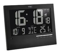 TFA Dostmann Horloge Radio-pilotée numérique avec Correction de Fuseau horaire, 60.4508, rétro-éclairage Automatique, avec température intérieure, Date, Jour de la Semaine, Noir