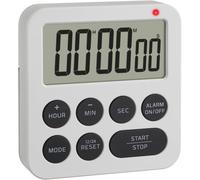 TFA Dostmann Minuteur numérique 38.2051.02 – Réveil/chronomètre, 99h59m59s, 2 niveaux – Blanc