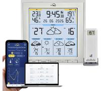 TFA Dostmann Station météo avec capteur ext. wifi TFA.me ID-08, 35.8105, prévisions météo de wetter.com pour 5 jours, portail en ligne, valeurs max. et min., fonction d'alerte, couleur blanche