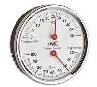 TFA Dostmann Thermo-hygromètre analogique, 45.2041.42, avec anneau métallique, pour le contrôle de la température et de l'humidité, argenté