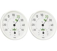 TFA Dostmann Thermo-hygromètre analogique, 45.2045.02, pour l'intérieur et l'extérieur, avec zones de confort colorées, blanc (Lot de 2)