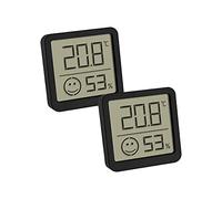 TFA Dostmann Thermo-hygromètre numérique, set de 2, 30.5053.01.02, avec zone de confort pour UN climat intérieur sain, affichage de la température intérieure et de l'humidité, noir