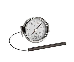 TFA Dostmann Thermomètre analogique, acier inoxydable, jusqu'à 500°C, 14.1037, pour four à pizza, à pierre, à bois ou le gril/smoker, sonde à câble, pièce de rechange ou accessoire, argenté