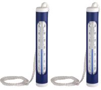 TFA Dostmann Thermomètre analogique de piscine et d'étang, 40.2004, avec cordon de fixation, mesure la température de l'eau sous l'eau, bleu L 24 x B 24 x H 160 mm (Lot de 2)