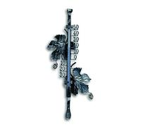 TFA Dostmann Thermomètre analogique d'extérieur, 12.5004, fer forgé, hauteur 38,5 cm, avec feuilles de vigne forgées à la main, matériel de fixation inclus, vieil étain