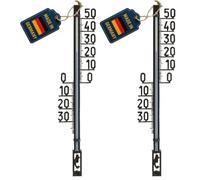 TFA Dostmann Thermomètre analogique d'extérieur, 12.6003.01.90, résistant aux intempéries, de Jardin, de véranda, Balcon, terrasse, avec matériel de Fixation, Noir (Lot de 2)