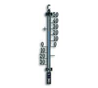 TFA Dostmann thermomètre analogique d'extérieur en métal, 12.5000, résistant aux intempéries, thermomètre de Jardin, thermomètre pour Porche, Balcon, terrasse, Montage Mural, Noir