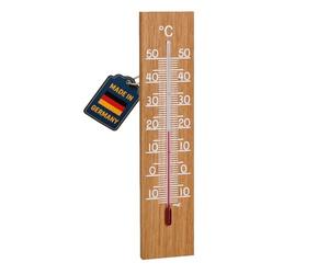 TFA Dostmann Thermomètre analogique d'intérieur et d'extérieur, en bois résistant aux intempéries, haute précision, chêne, 12.1054.01