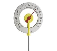 TFA Dostmann Thermomètre de jardin analogique Lollipop, 12.2055.07, thermomètre design, résistant aux intempéries, avec grands chiffres, jaune