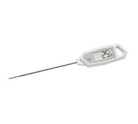 TFA Dostmann Thermomètre de ponction numérique 30.1064.02.K avec certificat d'usine, capteur en acier inoxydable, étanche, écran rotatif blanc, plastique, 206 x 31 x 18 mm
