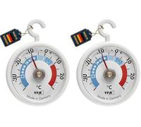 TFA Dostmann Thermomètre de refroidissement analogique avec crochet, 14.4005, maniable, avec zones de refroidissement, pour réfrigérateur, congélateur et entrepôt de réfrigération, blanc (Lot de 2)