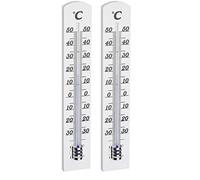 TFA Dostmann Thermomètre d'intérieur analogique, 12.1003.09, thermomètre d'ambiance, Haute précision, en Bois de hêtre, Made in Germany, Blanc (Lot de 2)