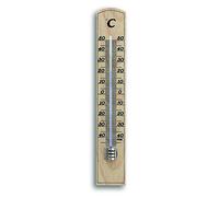 TFA Dostmann Thermomètre d'intérieur analogique, 12.1004, en bois de hêtre massif, fabriqué en Allemagne, haute précision, marron