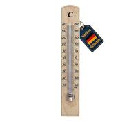 TFA Dostmann Thermomètre d'intérieur analogique, 12.1004, en bois de hêtre massif, fabriqué en Allemagne, haute précision, marron