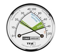 TFA Dostmann Thermomètre-Hygromètre analogique en français, 45.2024.FR, mesure de la température et de l'humidité dans maison, avec zones de confort, argenté