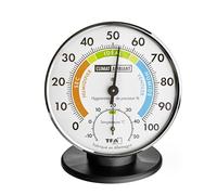 TFA Dostmann Thermomètre-hygromètre de précision en français, 45.2033.FR, pour le contrôle du climat intérieur, analogique, contrôle de la température/humidité de l'air, argente/noir