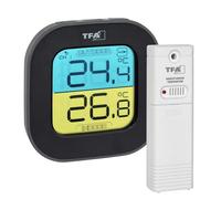 TFA Dostmann Thermomètre INFO avec émetteur extérieur sans fil, 30.3065.02, pour déterminer la température int./ext., affichage permanent des valeurs max et min, hygromètre, blanc