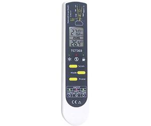TFA Dostmann Thermomètre numérique à infrarouge à piquer Dualtemp Pro, 31.1119, conforme à HACCP + EN 13485, deux méthodes de mesure de la température, blanc