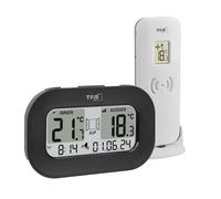 TFA Dostmann Thermomètre numérique sans fil Cool@Home, 30.3046.01, aide à garder les pièces fraîches, contrôle simultané de la température int./ext., avec recommandation de ventilation et alarme, noir