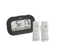 TFA Dostmann thermomètre numérique sans fil Double-Check, 30.3073.01, avec 2 émetteurs (émetteur de température + sonde à câble étanche), noir