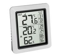 TFA Dostmann Thermomètre sans fil INFO, 30.3065.02, avec émetteur extérieur, mesure de la température intérieure et extérieure, particulièrement précis, capteur suisse de précision, blanc