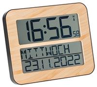 TFA Dostmann Timeline Max 60.4512 Horloge Murale Radio-pilotée numérique avec Jour de la Semaine et Fonction réveil L 258 x l 30 (120) x H 212 mm (Aspect Bois)