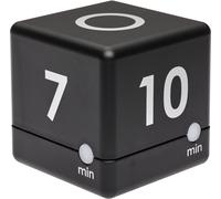 TFA Dostmann Minuteur numérique Cube – Alarme sonore et LED – 3/5/7/10 min – Noir à piles