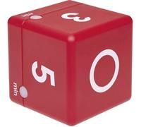 TFA Dostmann Timer Cube Timer, 38.2039.05, minuterie, avec 4 Temps de déroulement préréglés : 1-2-3-5 Min, pour l'école, Le Sport et la Cuisine, Gestion du Temps, Rouge