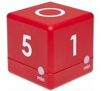 TFA Dostmann Minuteur cube 38.2039.05 – 4 durées préréglées 1-2-3-5 min – Rouge