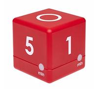 TFA Dostmann Timer Cube Timer, 38.2039.05, minuterie, avec 4 Temps de déroulement préréglés : 1-2-3-5 Min, pour l'école, Le Sport et la Cuisine, Gestion du Temps, Rouge