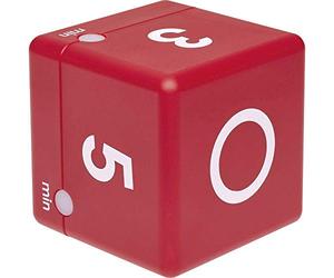 TFA Dostmann Timer Cube Timer, 38.2039.05, minuterie, avec 4 Temps de déroulement préréglés : 1-2-3-5 Min, pour l'école, Le Sport et la Cuisine, Gestion du Temps, Rouge