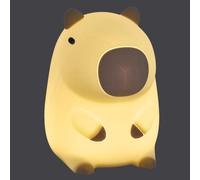 TFA Dostmann Veilleuse pour enfants CAPYBARA, LED rechargeable pour bébé, 43.2042, en silicone souple sans BPA, 2 niveaux de luminosité, via USB et minuterie de 20 min, marron