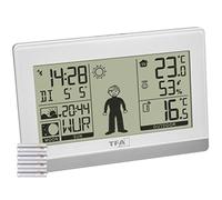 TFA Dostmann Weather Boy - 35.1159 - Station météo sans fil - Température intérieure/extérieure - Prévisions météorologiques - Phase de la lune - Lever et coucher du soleil - Blanc avec piles