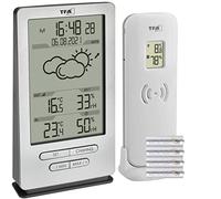 TFA Dostmann Xena 35.1162.54 Station météo sans fil, capteur extérieur, température intérieure et extérieure, prévisions météo, horloge radio, humidité de l'air, à poser/suspendre (argent avec piles)