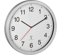 TFA Dostmann XL 60.3545.02 Horloge Murale Radio-pilotée analogique Facile à Lire idéale pour Bureau/entrée Argenté/Blanc (L) 400 x (l) 50 x (H) 400 mm
