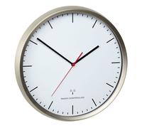 TFA - Horloge murale radio analogique avec cadre en acier inoxydable 60.3521.02 - argenté/blanc