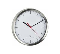 TFA - Horloge murale radio analogique avec cadre en acier inoxydable 60.3530.02 - argenté/blanc