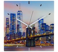 TFA New York 60.3531 Horloge murale analogique radio-pilotée en verre Multicolore avec pile