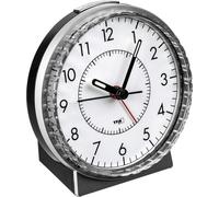 TFA - Réveil - rond - quartz - bureau - Silver/Black