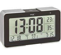 TFA - Réveils - rectangulaire - électronique - bureau - noir, argenté