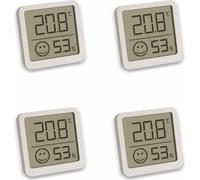 TFA Dostmann Mini Thermométre-hygromètre numérique, set de 4, 30.5053.02.04, température intérieures et humidité dans maison, petit et maniable, à poser/suspendre, blanc