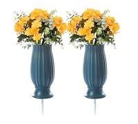 TFANUO Lot de 2 vases de cimetière avec pics, vases funéraires pour cimetière avec pointes en métal et scupper, vases de cimetière pour pierres tombales, cadeaux commémoratifs pour la perte d'un être