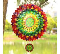 TFANUO Moulin à vent 3D mandala 30,5 cm en acier inoxydable découpé au laser Mandalas Art Starburst Décoration d'intérieur ou d'extérieur