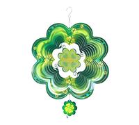 TFANUO Moulin à vent 3D trèfle 4 feuilles 30,5 cm décoration cinétique acier inoxydable carillon vent suspendre intérieur extérieur jardin