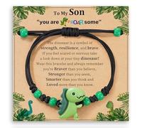 TFAOYS Lovely Braided Dinosaur Resin Adjustable Length for Kids Youth Comes with Decorative Card Adjustable Kids