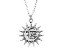 TFAOYS Magnifique collier avec pendentif soleil incrusté d'opale, chaîne délicate et tendance, bijou d'ornement, Silver, Comme décrit, Produit conforme à la description.